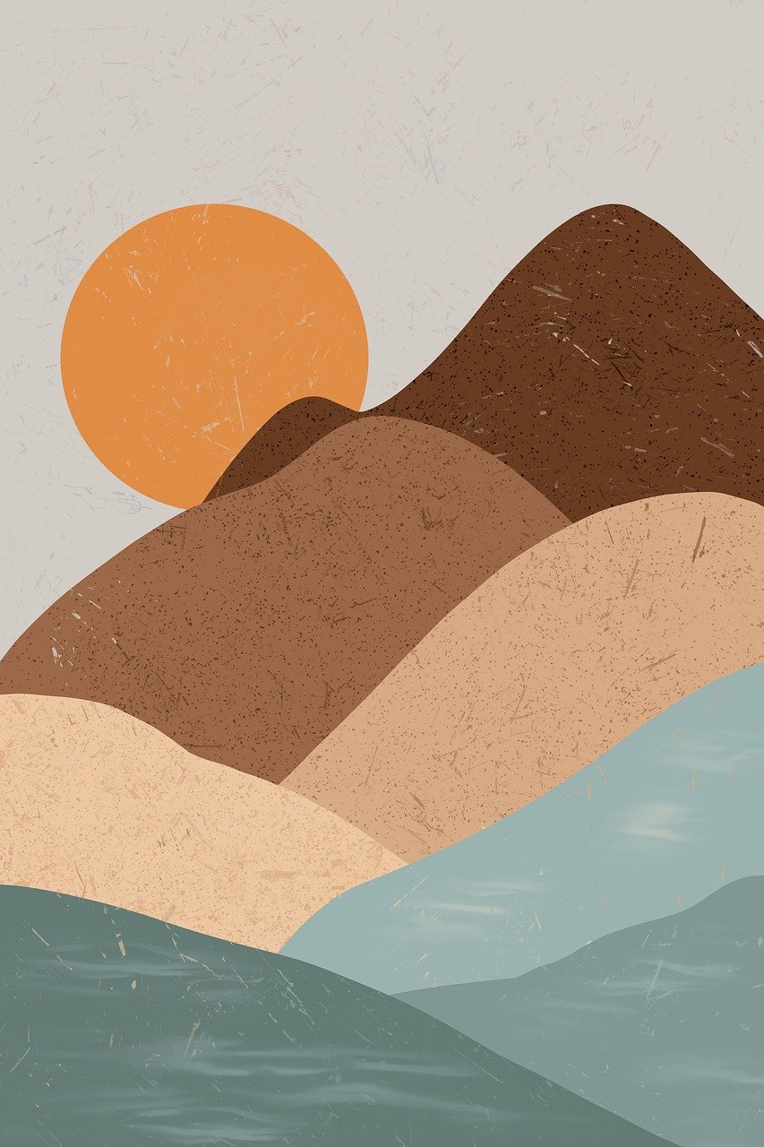 boho art, sunset, mountains-6654957.jpg